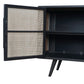 Rustic Black Natural and Rattan Media Cabinet with Three Doors By Homeroots | TV Stands | Modishstore - 6