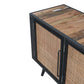 Rustic Black Natural and Rattan Media Cabinet with Three Doors By Homeroots