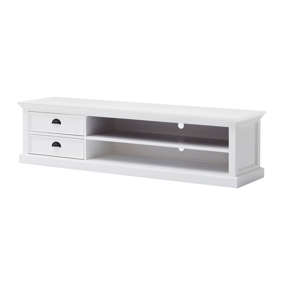 71" Classic White Entertainment Unit with Two Drawers By Homeroots | TV Stands | Modishstore - 3