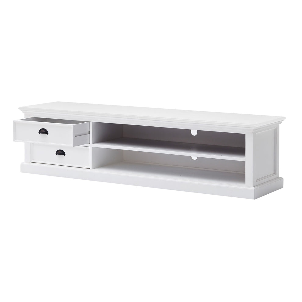 71" Classic White Entertainment Unit with Two Drawers By Homeroots | TV Stands | Modishstore - 4