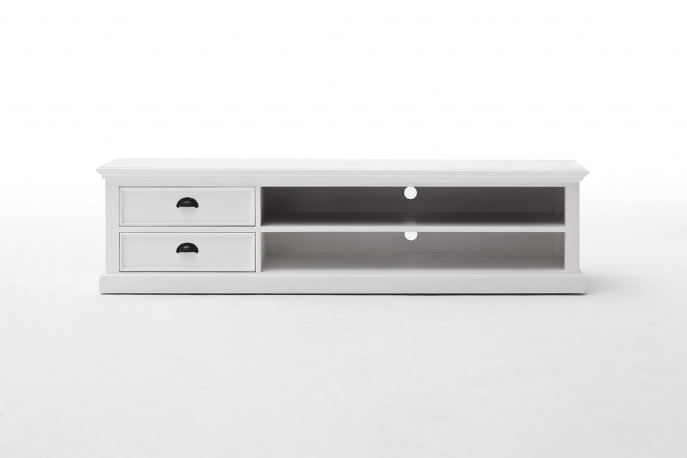 71" Classic White Entertainment Unit with Two Drawers By Homeroots | TV Stands | Modishstore - 2