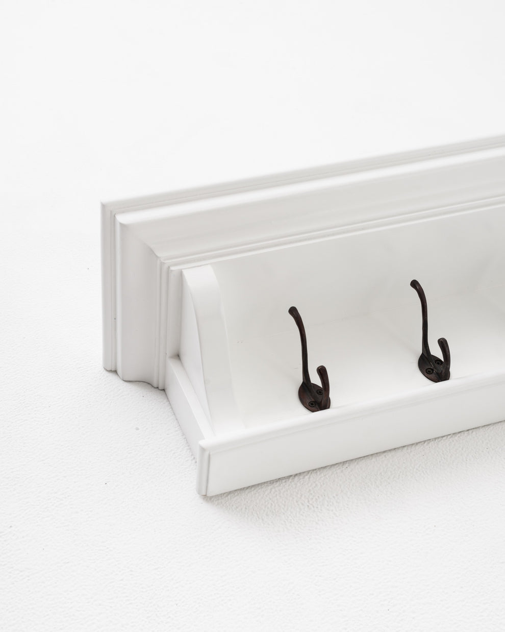 Classic White Wood Wide Six Hook Coat Rack By Homeroots | Coat Racks | Modishstore - 6
