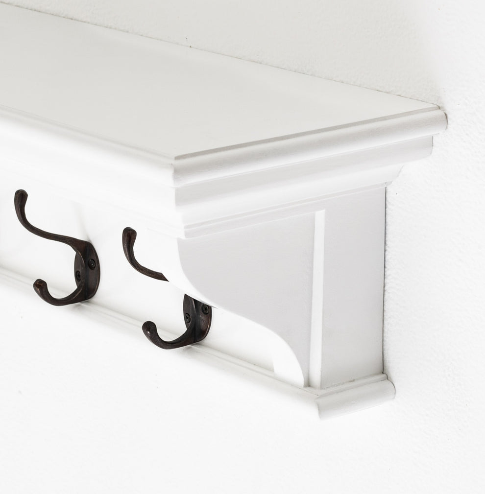 Classic White Wood Wide Six Hook Coat Rack By Homeroots | Coat Racks | Modishstore - 8
