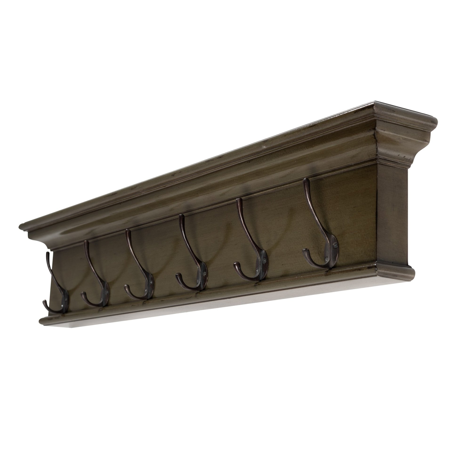 Rustic Antiqued Green Six Hook Hanging Coat Rack By Homeroots | Coat Racks | Modishstore - 2