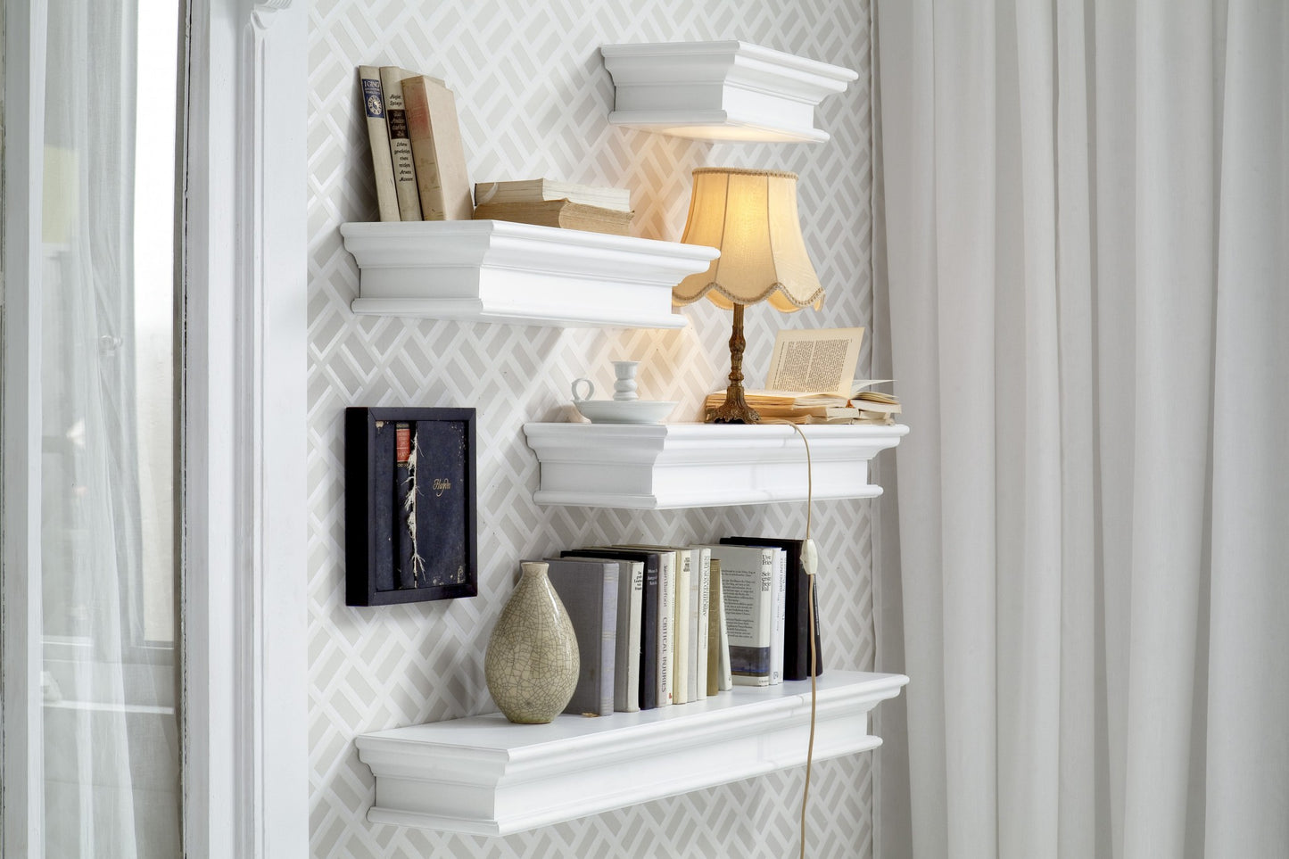 47" Classic White XL Floating Wall Shelf By Homeroots | Shelves & Shelving Units | Modishstore