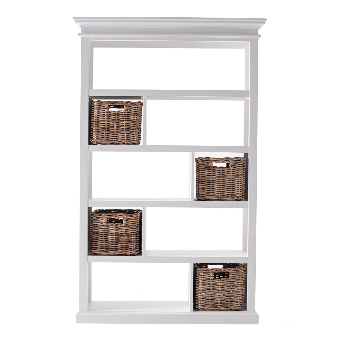 Classic White Room Open Cabinet with Basket Set By Homeroots | Shelves & Shelving Units | Modishstore