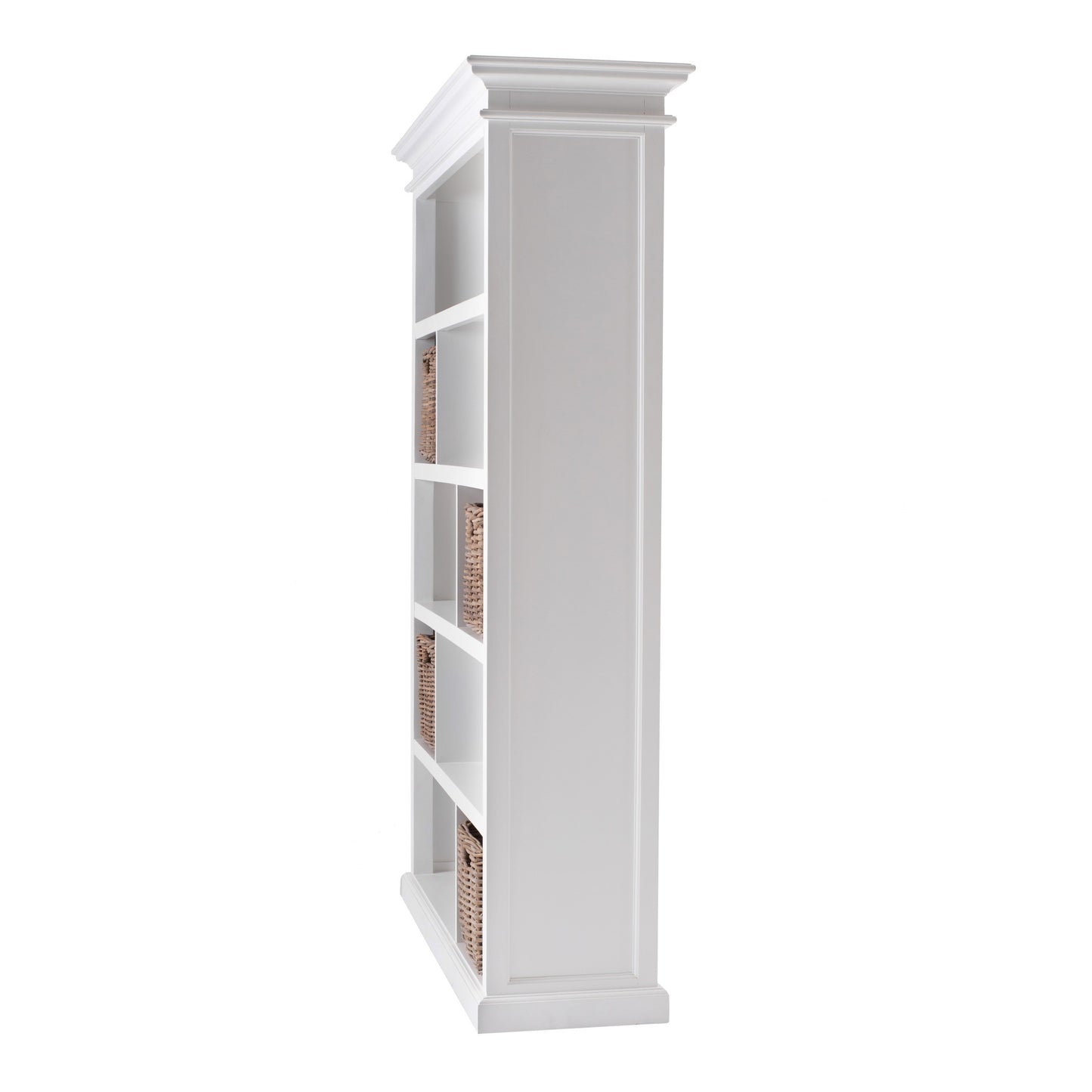 Classic White Room Open Cabinet with Basket Set By Homeroots | Shelves & Shelving Units | Modishstore - 5