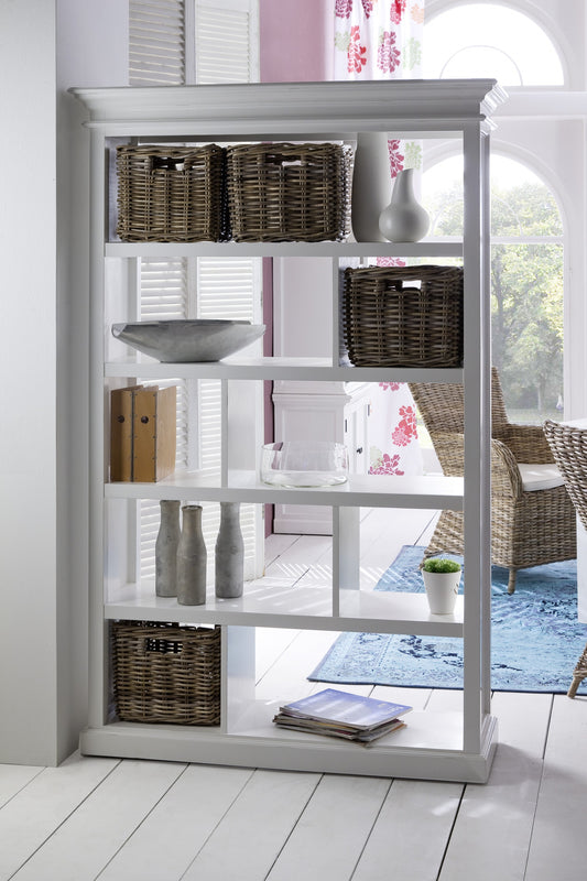 Classic White Room Open Cabinet with Basket Set By Homeroots | Shelves & Shelving Units | Modishstore - 9