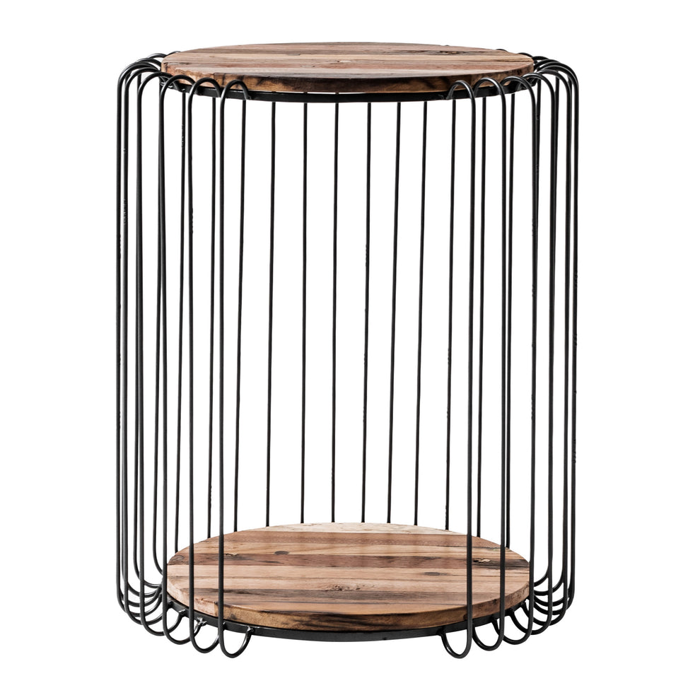 24" Modern Black and Rustic Brown Round End Table By Homeroots | End Tables | Modishstore - 2