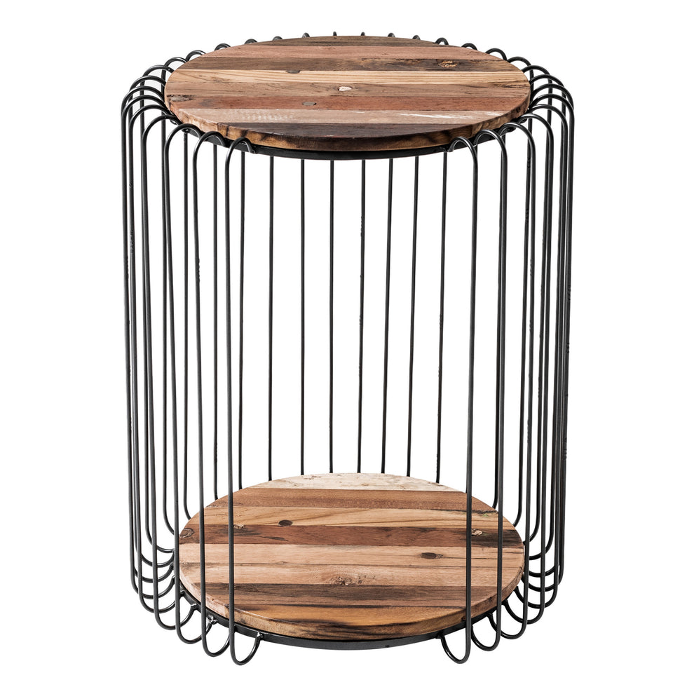 24" Modern Black and Rustic Brown Round End Table By Homeroots | End Tables | Modishstore - 3