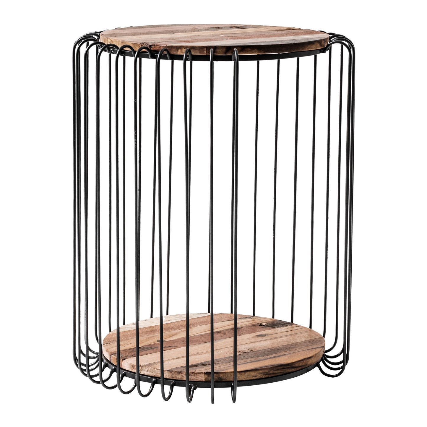 24" Modern Black and Rustic Brown Round End Table By Homeroots | End Tables | Modishstore - 4