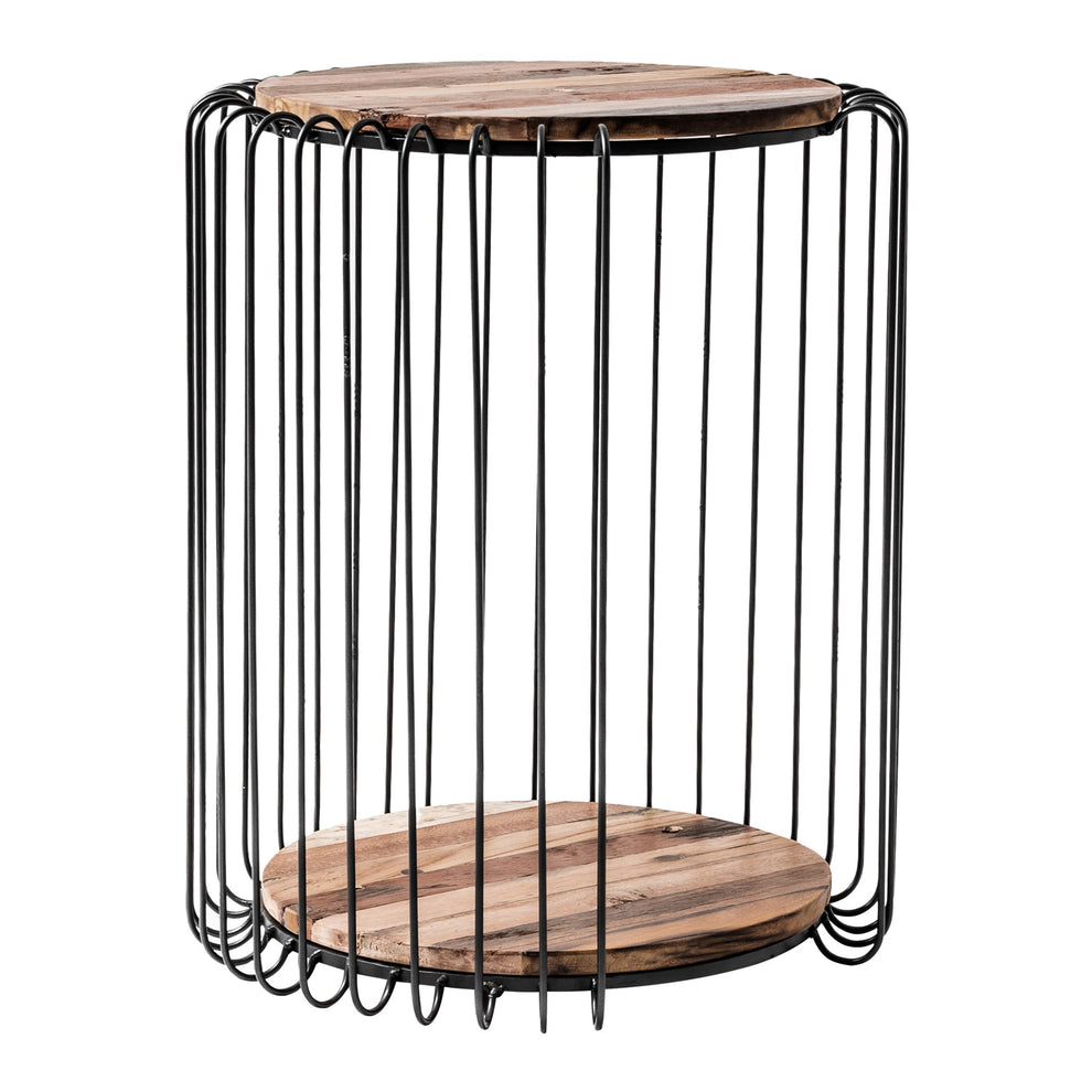 24" Modern Black and Rustic Brown Round End Table By Homeroots | End Tables | Modishstore - 4