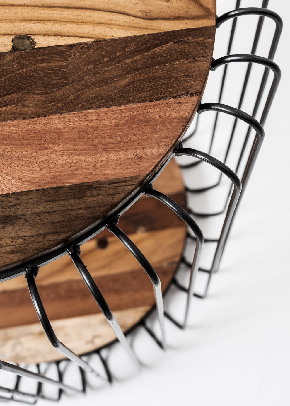24" Modern Black and Rustic Brown Round End Table By Homeroots | End Tables | Modishstore - 7