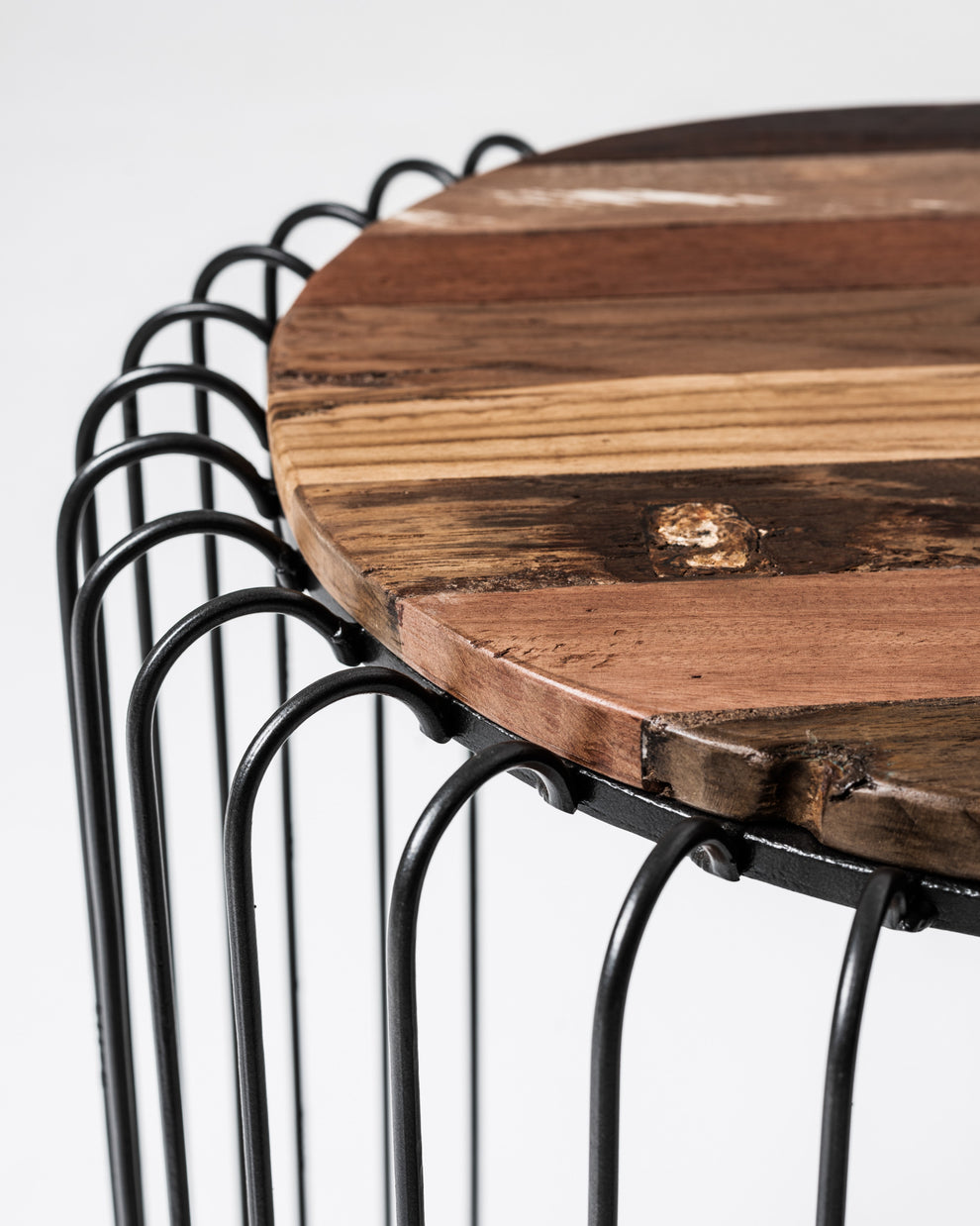 24" Modern Black and Rustic Brown Round End Table By Homeroots | End Tables | Modishstore - 6