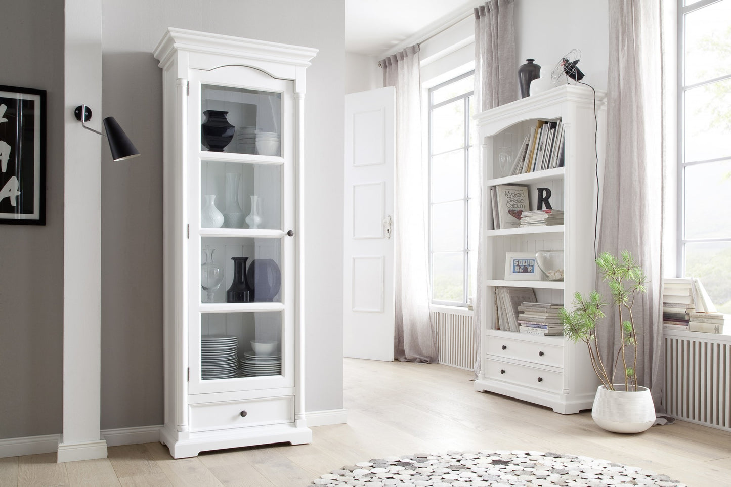 Traditional White And Glass Door Storage Cabinet By Homeroots | Cabinets | Modishstore - 6