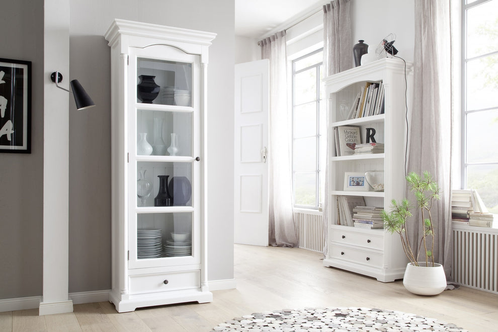 Traditional White And Glass Door Storage Cabinet By Homeroots | Cabinets | Modishstore - 6
