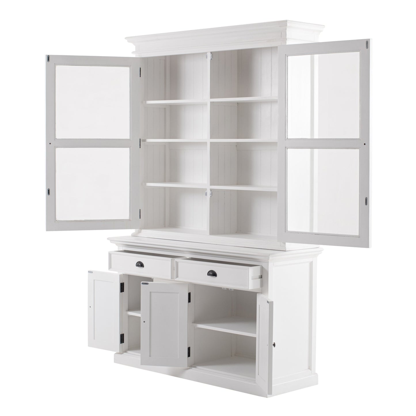 Classic White Glass Display Hutch By Homeroots | Cabinets | Modishstore - 3