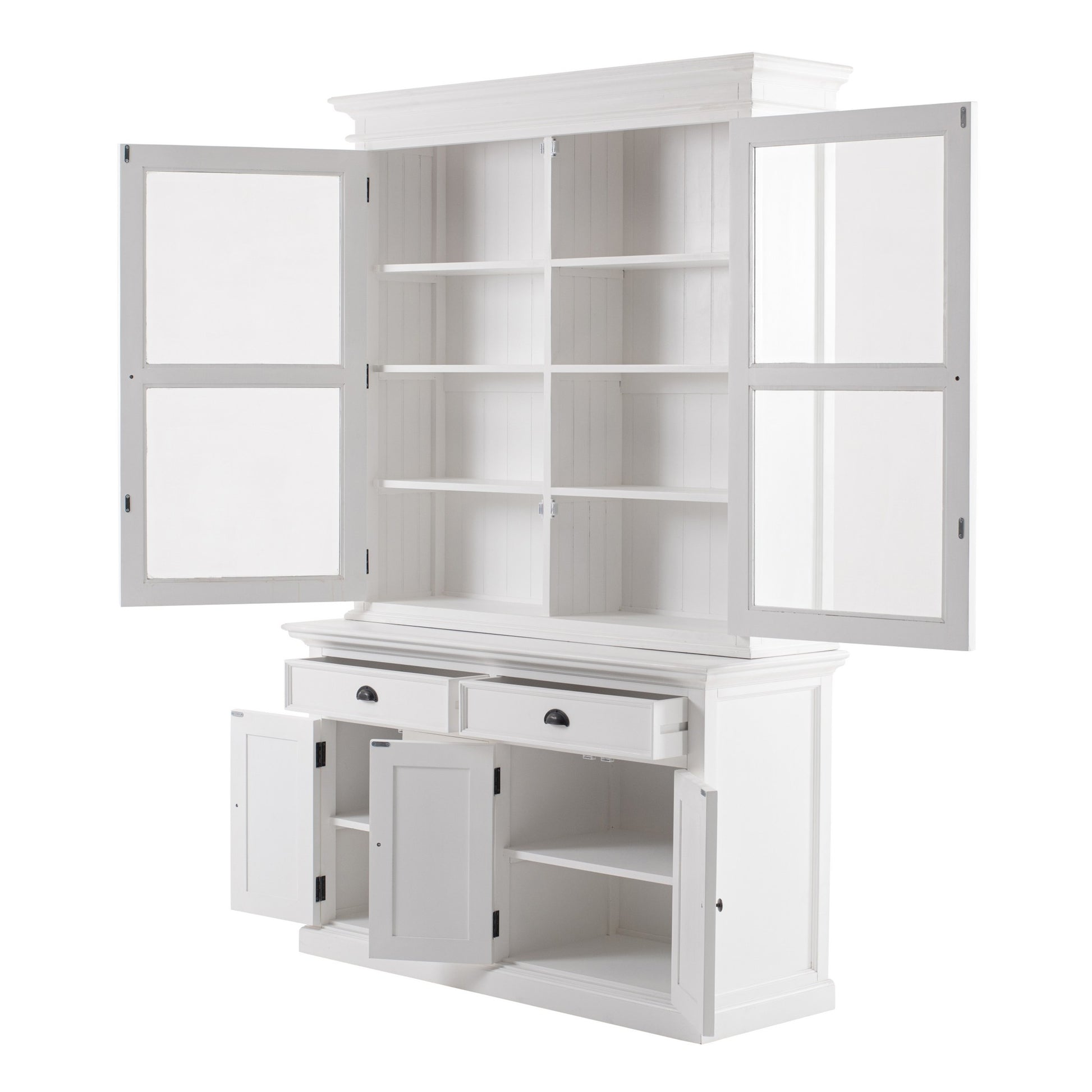 Classic White Glass Display Hutch By Homeroots | Cabinets | Modishstore - 3