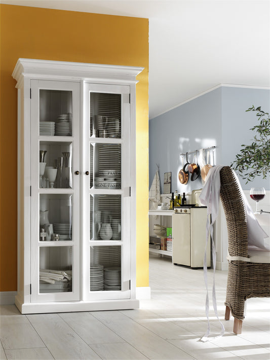 Classic White And Glass Double Door Storage Cabinet By Homeroots | Cabinets | Modishstore