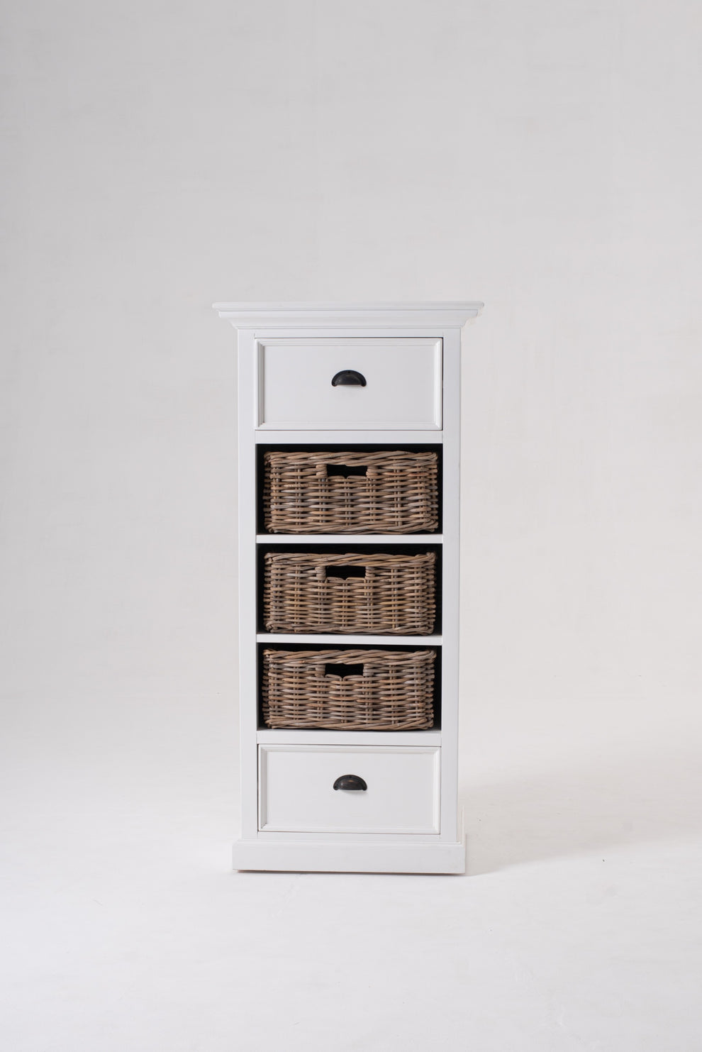 Classic White Storage Cabinet With Basket Set By Homeroots | Cabinets | Modishstore - 7