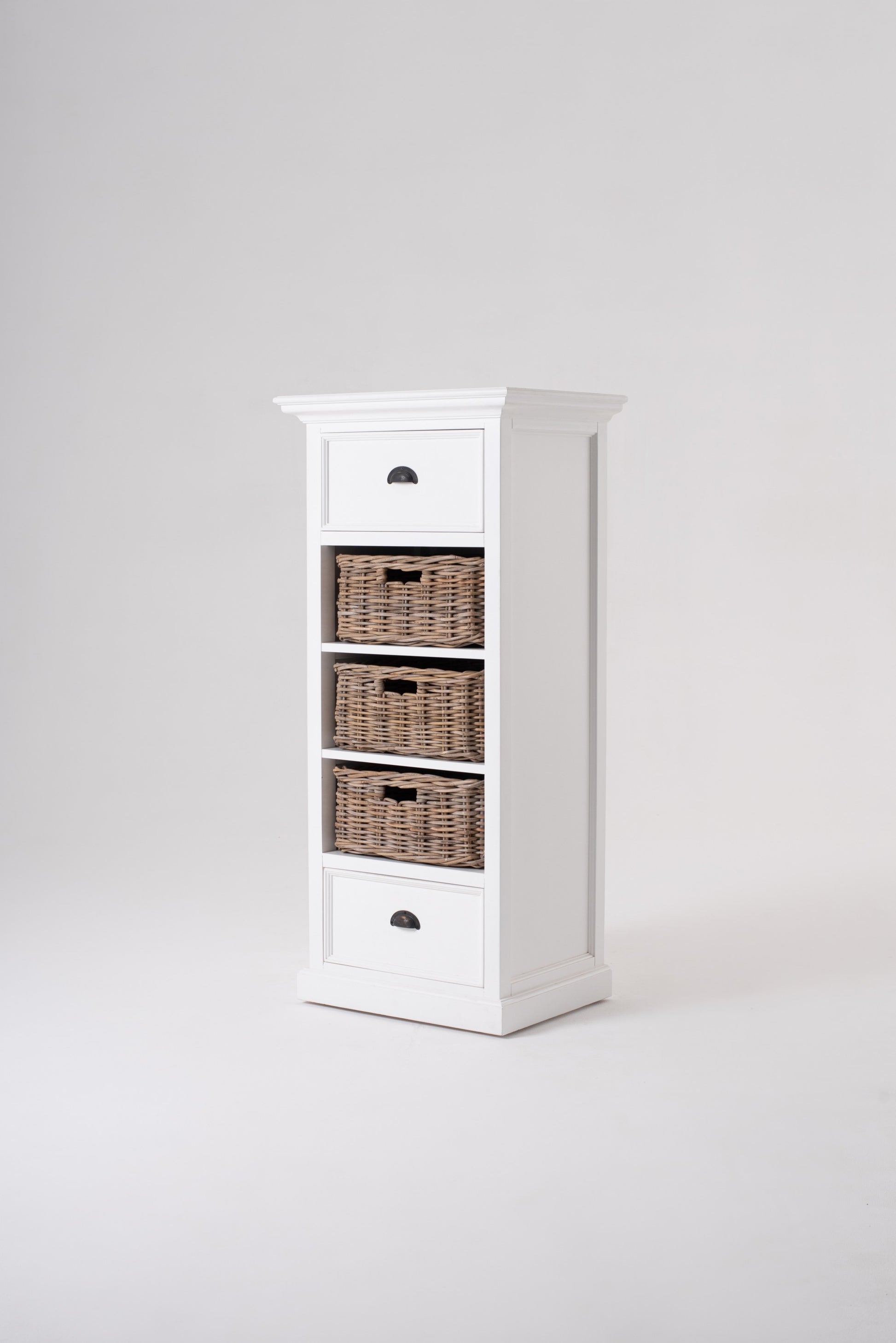 Classic White Storage Cabinet With Basket Set By Homeroots | Cabinets | Modishstore - 8