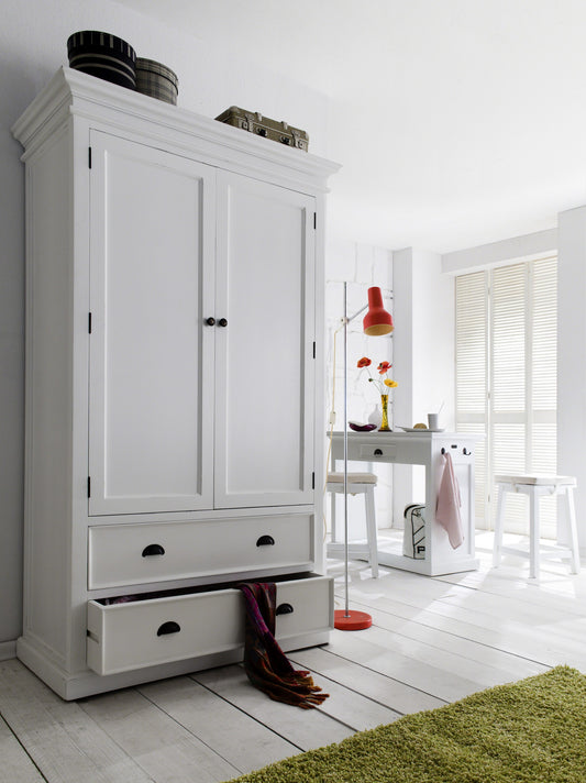 Classic White Wardrobe By Homeroots | Cabinets | Modishstore - 9