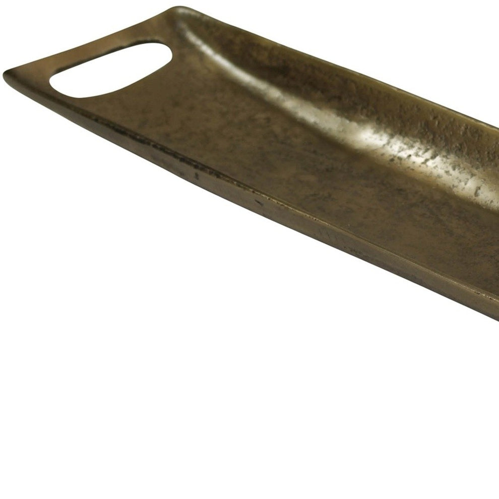 Jumbo Gold Metal Boat Shaped Tray By Homeroots | Trays | Modishstore - 3