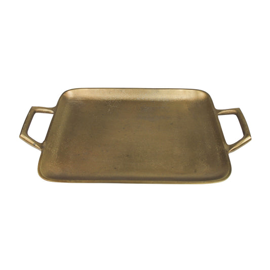 Petite Gold Metal Square Tray By Homeroots | Trays | Modishstore
