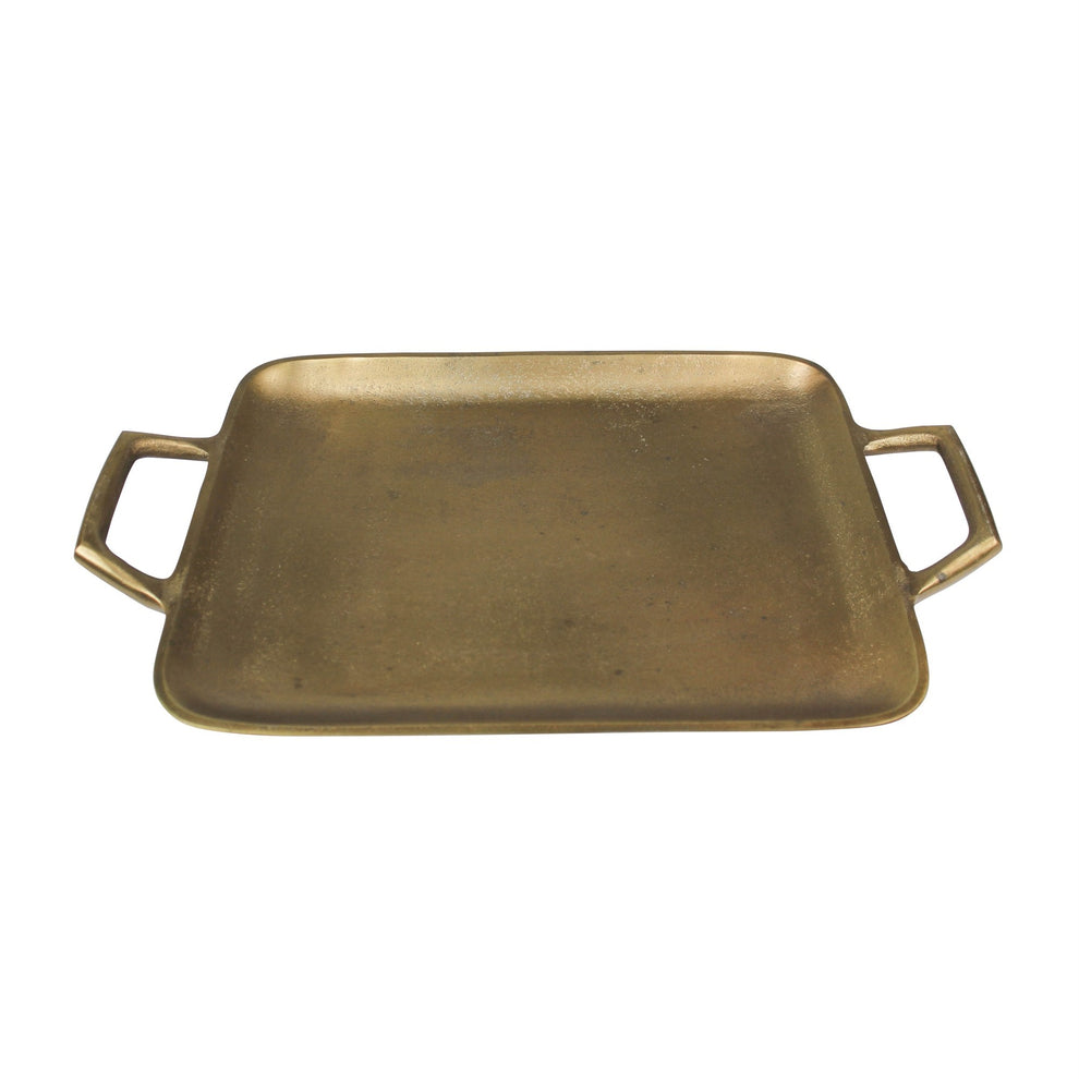 Petite Gold Metal Square Tray By Homeroots | Trays | Modishstore - 2