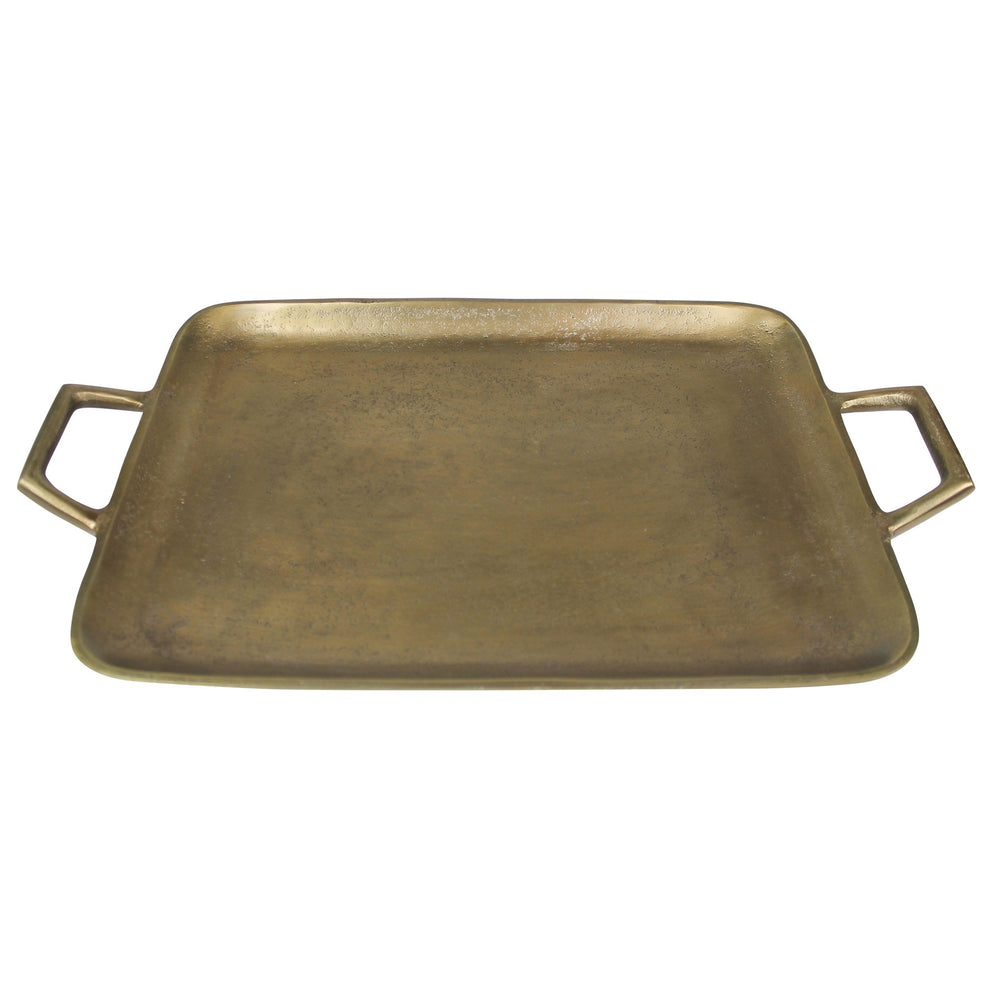 Jumbo Gold Metal Square Tray By Homeroots | Trays | Modishstore - 2