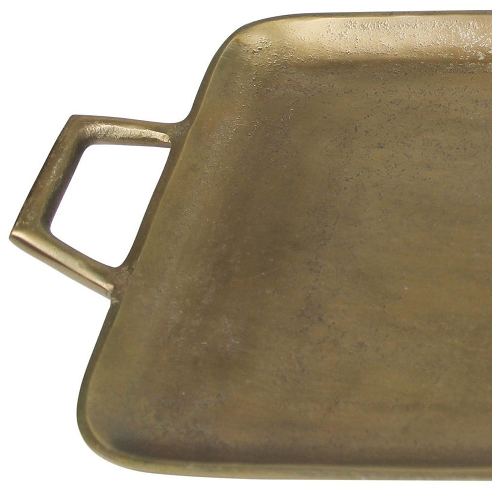 Jumbo Gold Metal Square Tray By Homeroots | Trays | Modishstore - 3