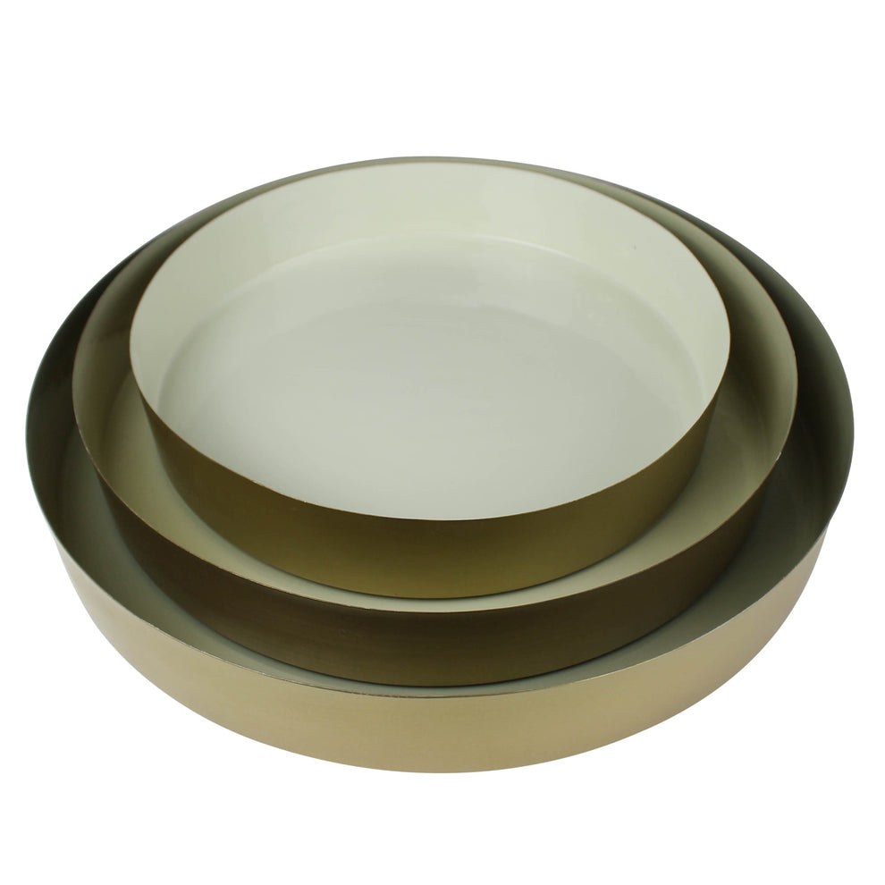 Set Of Three Gold And Blue Round Trays By Homeroots | Trays | Modishstore - 5