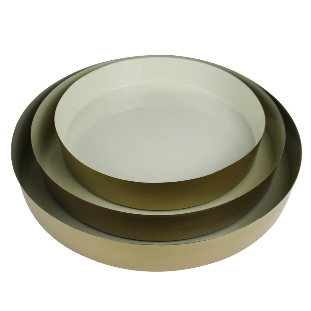 Set Of Three Gold And Blue Round Trays By Homeroots | Trays | Modishstore - 6