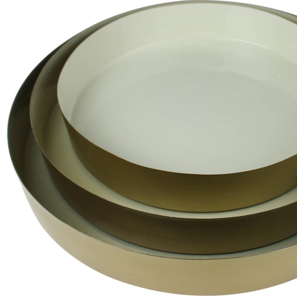 Set Of Three Gold And Blue Round Trays By Homeroots | Trays | Modishstore - 7