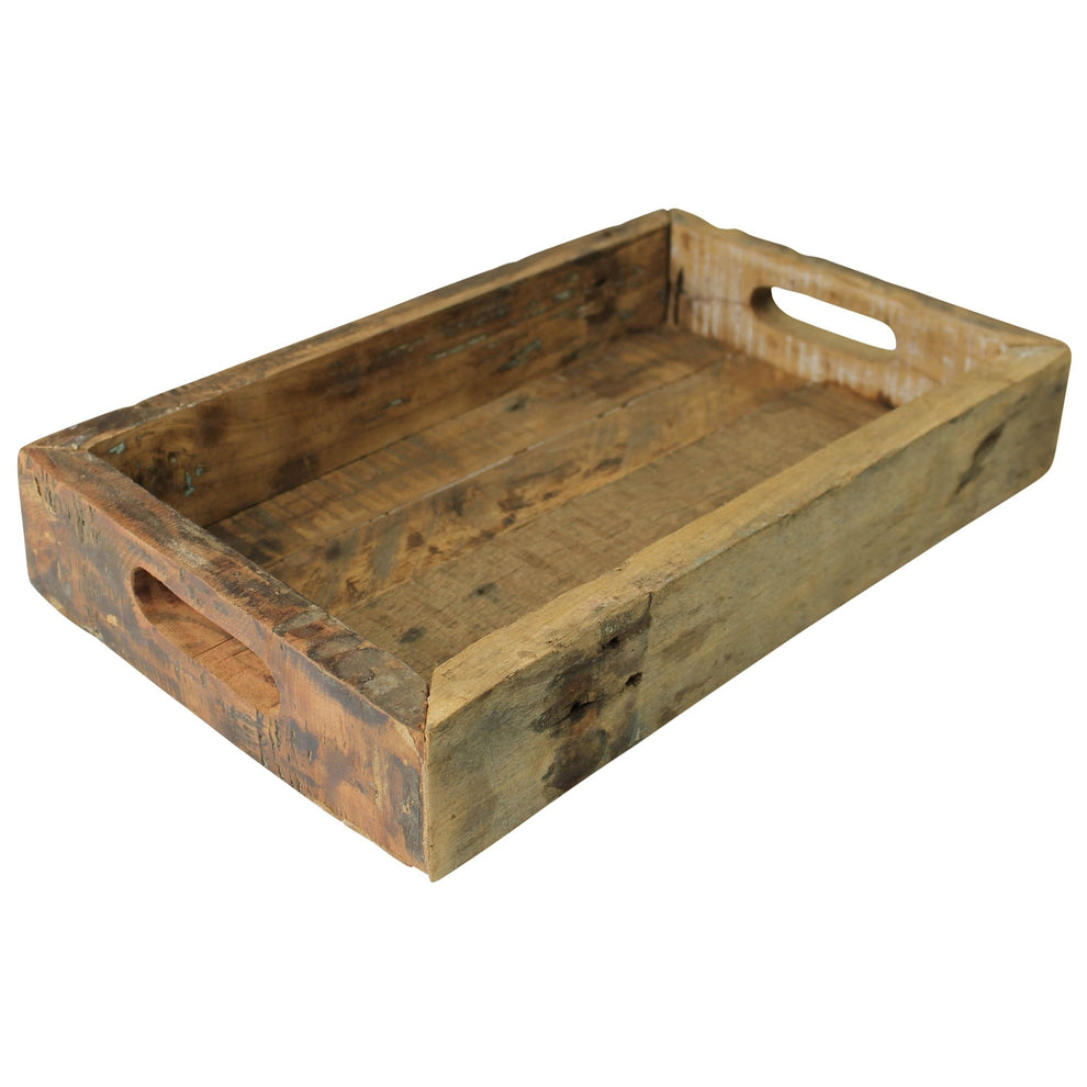 Petite Wooden Block Serving Tray By Homeroots | Trays | Modishstore - 2