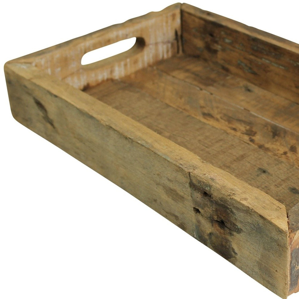 Petite Wooden Block Serving Tray By Homeroots | Trays | Modishstore - 5