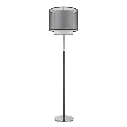 Roosevelt 1-Light Espresso And Brushed Nickel Floor Lamp With Smoke Gray Shantung Two Tier Shade By Homeroots | Floor Lamps | Modishstore