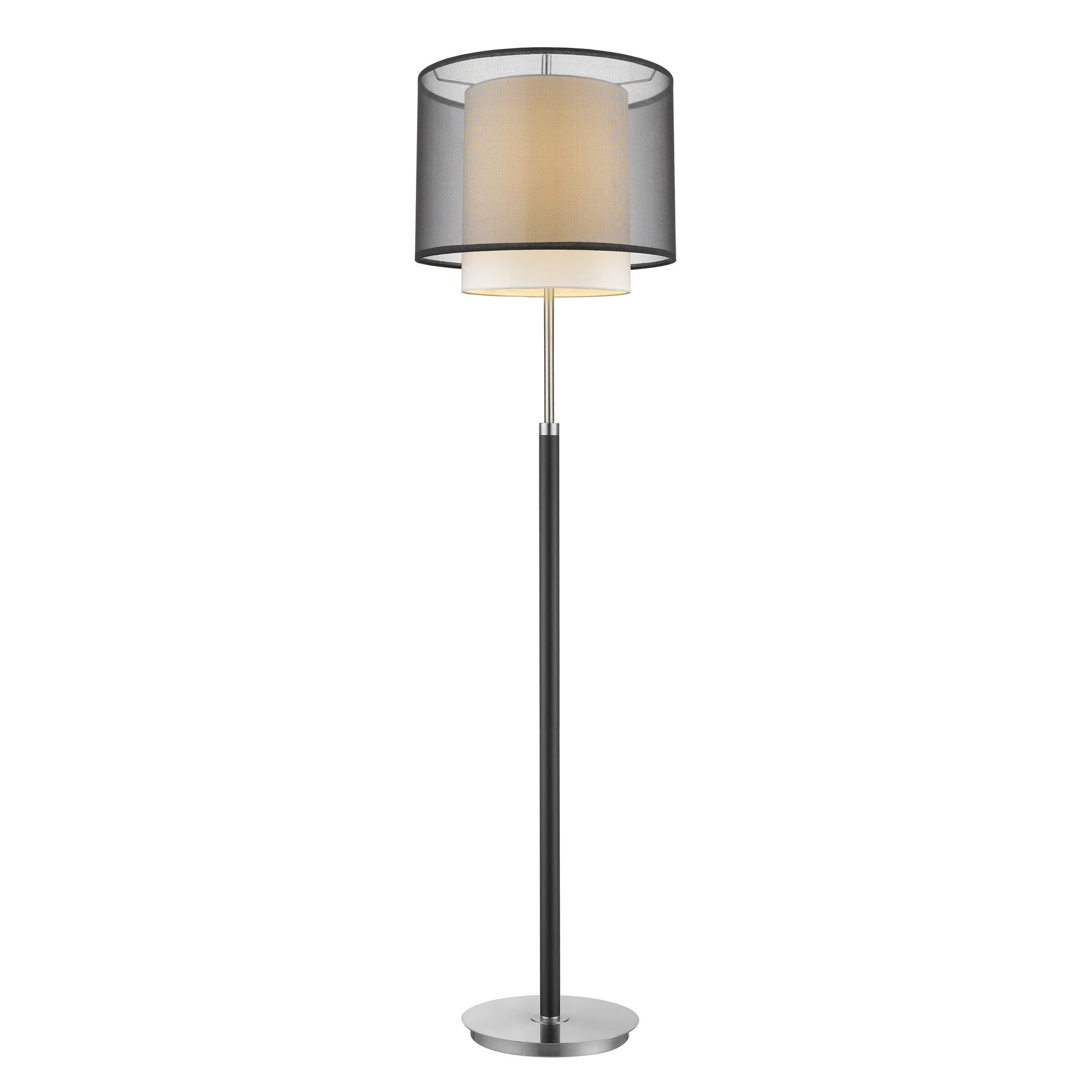 Roosevelt 1-Light Espresso And Brushed Nickel Floor Lamp With Smoke Gray Shantung Two Tier Shade By Homeroots | Floor Lamps | Modishstore - 2