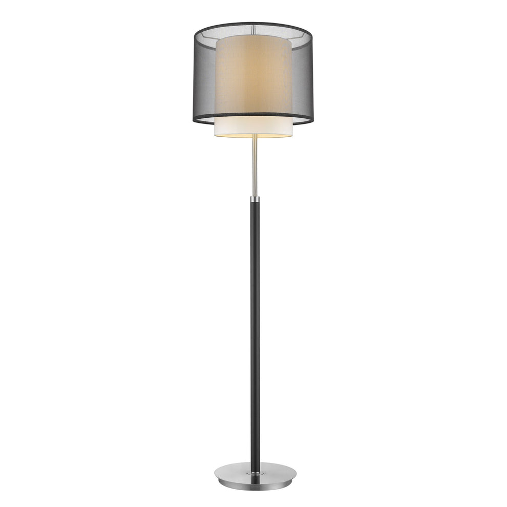 Roosevelt 1-Light Espresso And Brushed Nickel Floor Lamp With Smoke Gray Shantung Two Tier Shade By Homeroots | Floor Lamps | Modishstore - 2
