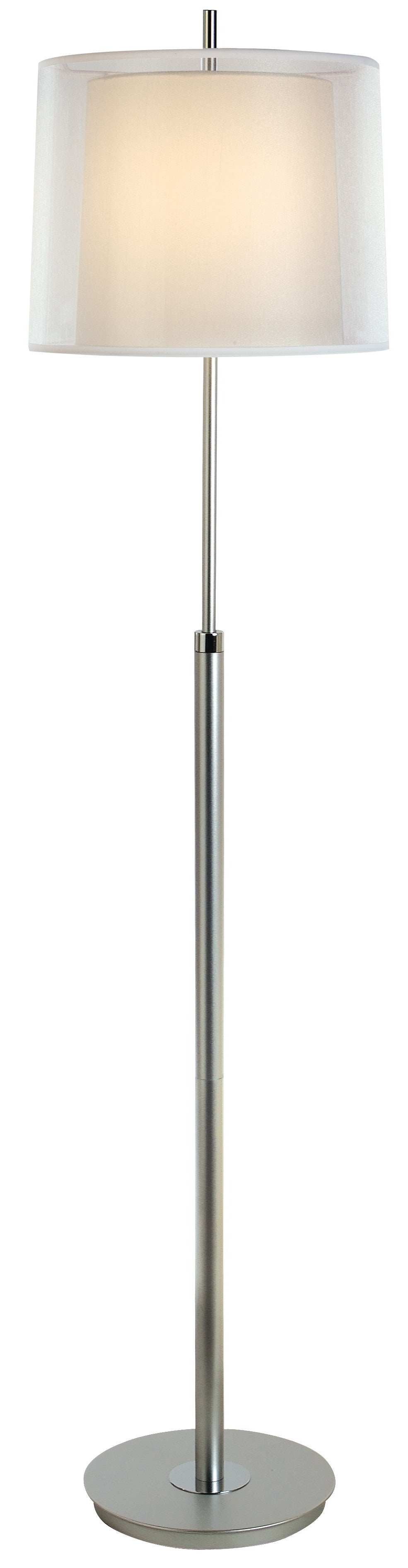 Nimbus 1-Light Metallic Silver And Polished Chrome Floor Lamp With Sheer Snow Double Shantung Shade By Homeroots | Floor Lamps | Modishstore - 2