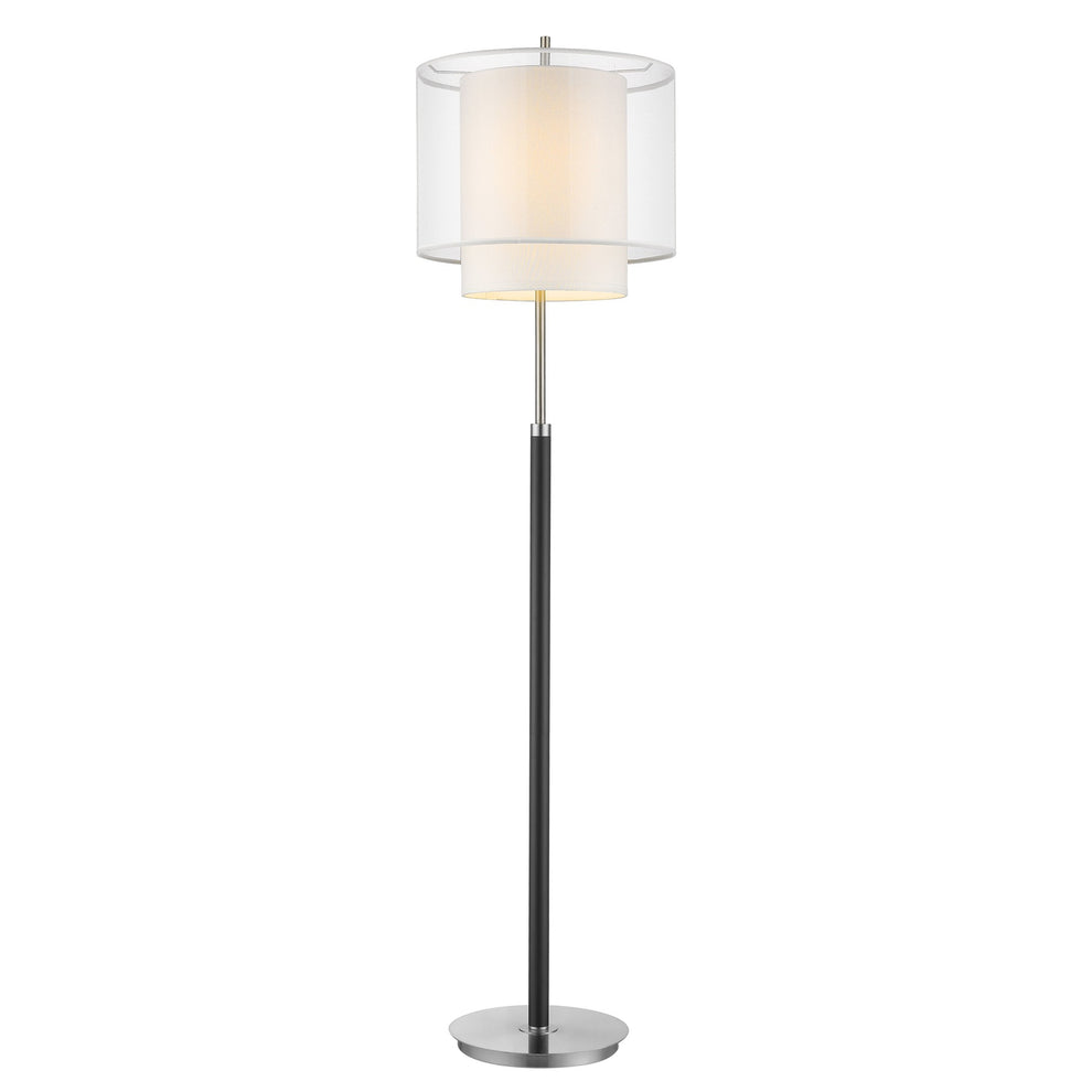 Roosevelt 1-Light Espresso And Brushed Nickel Floor Lamp With Sheer Snow Shantung Two Tier Shade By Homeroots | Floor Lamps | Modishstore - 2