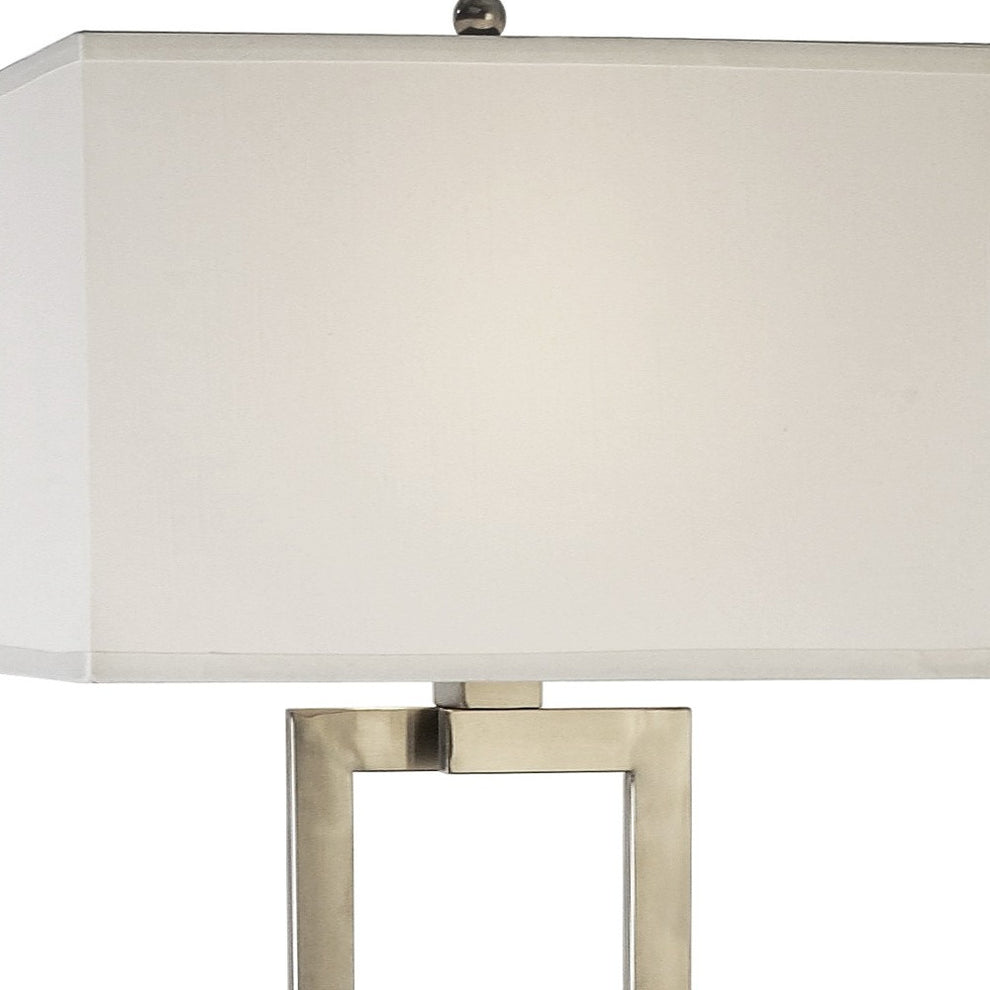 Riley 1-Light Brushed Nickel Floor Lamp With Off White Shantung Shade By Homeroots | Floor Lamps | Modishstore - 3