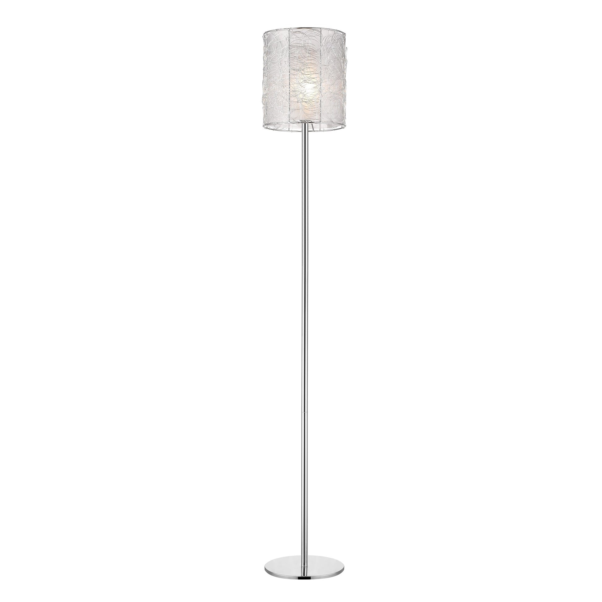 Distratto 1-Light Polished Chrome Floor Lamp With Enmeshed Aluminum Wire Shade By Homeroots | Floor Lamps | Modishstore - 2