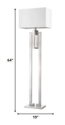 Precision 1-Light Brushed Nickel Floor Lamp With Ivory Shantung Shade By Homeroots | Floor Lamps | Modishstore - 5