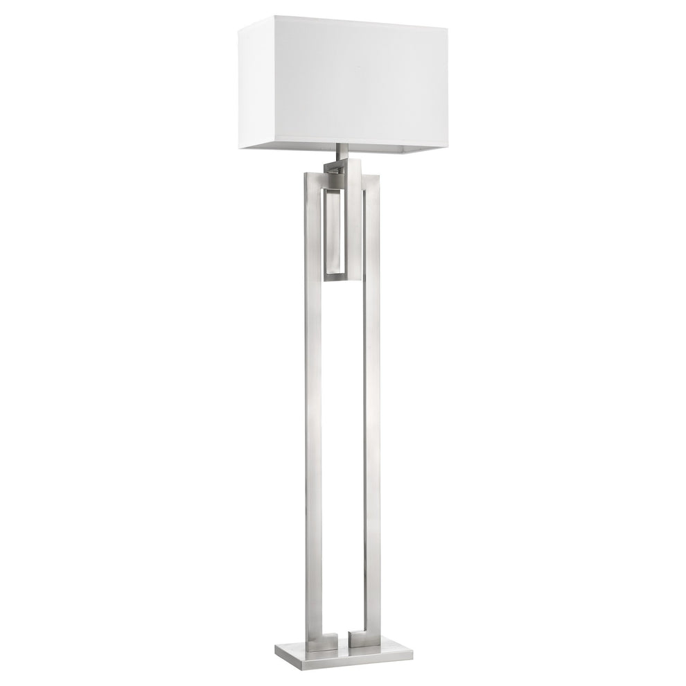 Precision 1-Light Brushed Nickel Floor Lamp With Ivory Shantung Shade By Homeroots | Floor Lamps | Modishstore - 2