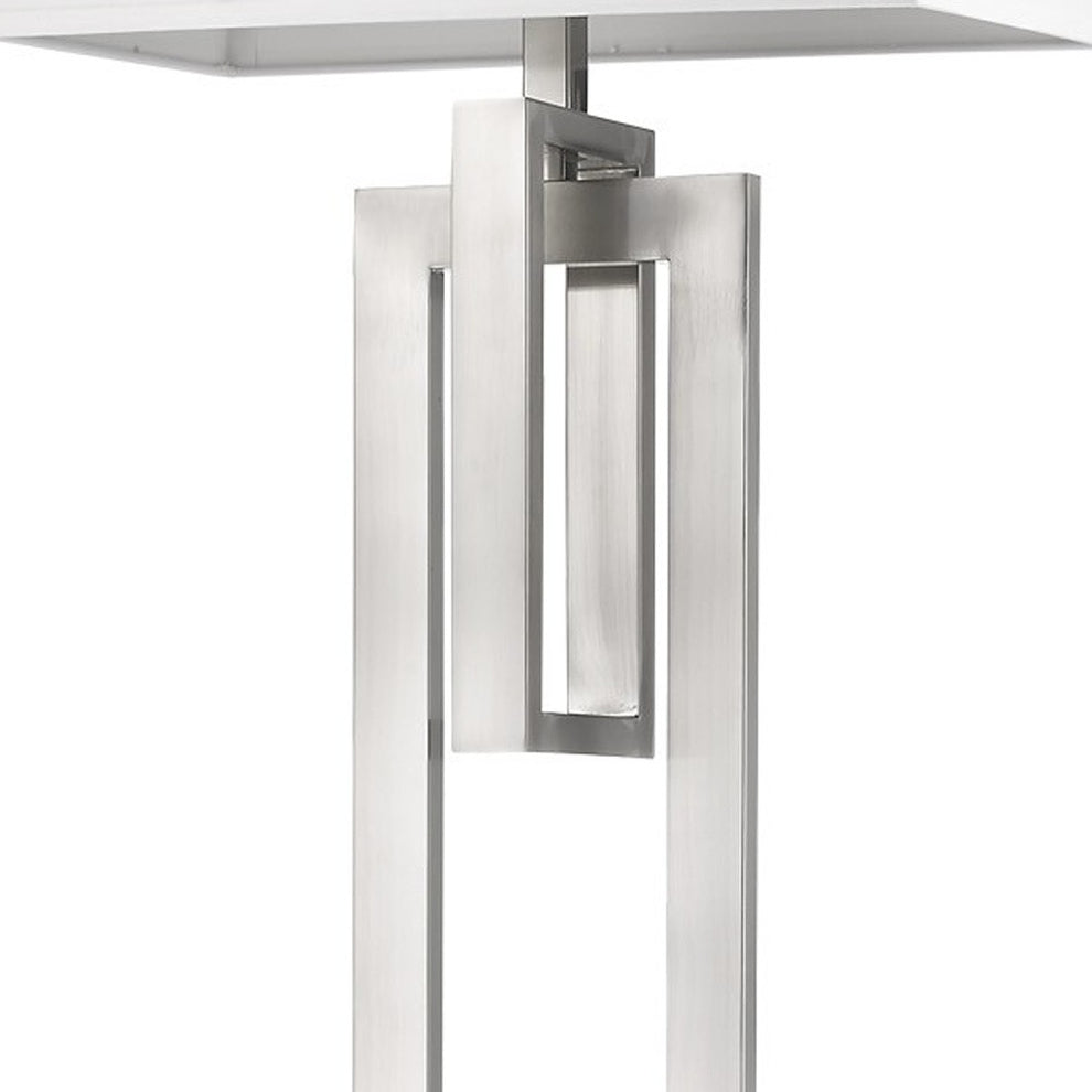 Precision 1-Light Brushed Nickel Floor Lamp With Ivory Shantung Shade By Homeroots | Floor Lamps | Modishstore - 3