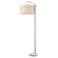 Station 1-Light Brushed Nickel Floor Lamp With Coarse Ivory Linen Shade By Homeroots