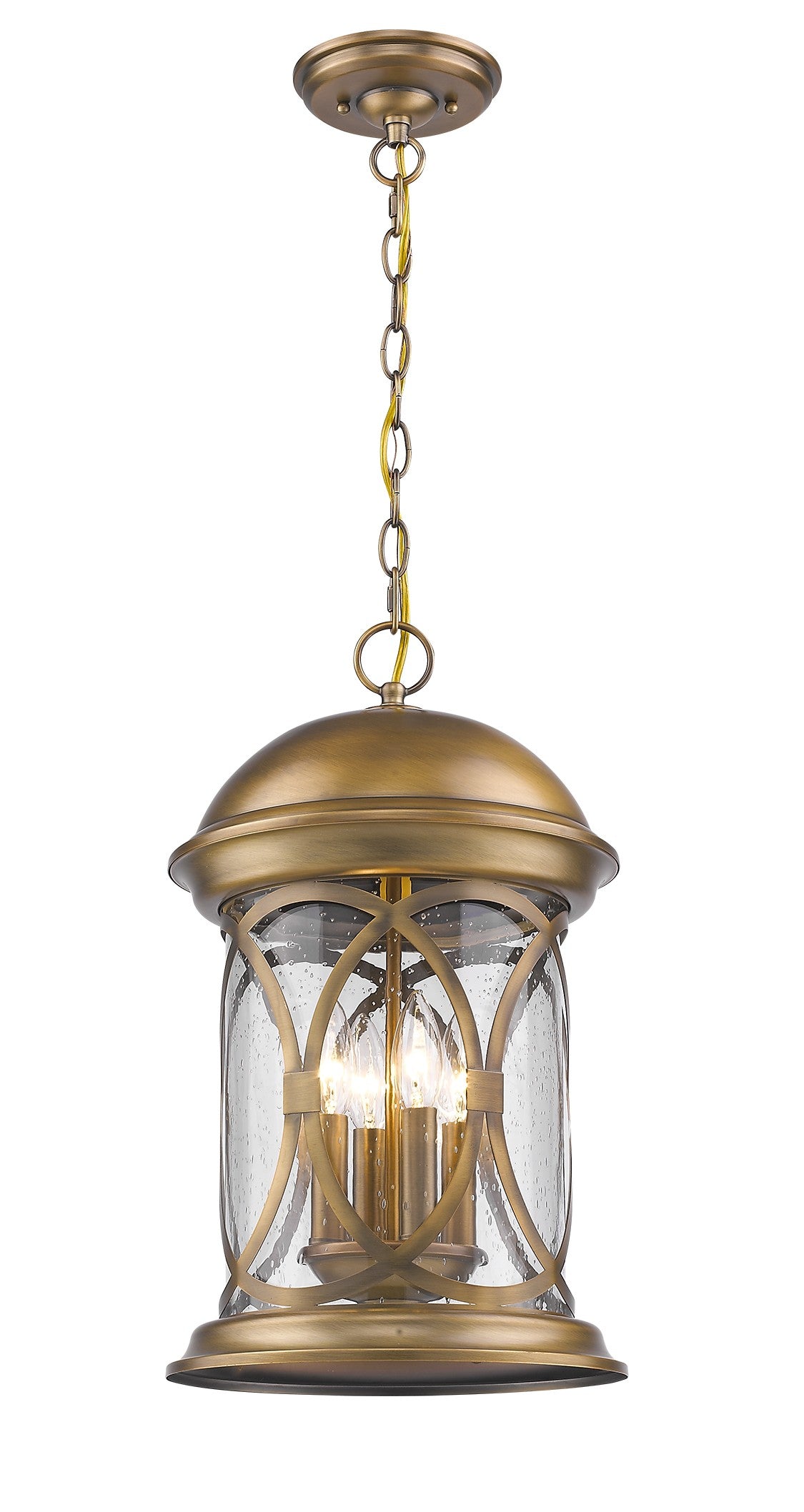 Lincoln 4-Light Antique Brass Hanging Light By Homeroots | Chandeliers | Modishstore - 2