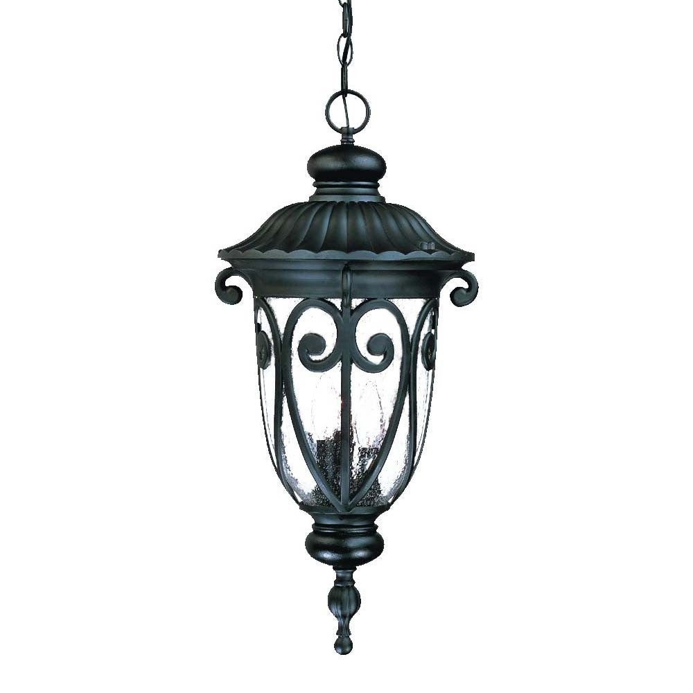 Naples 3-Light Matte Black Hanging Light By Homeroots | Chandeliers | Modishstore