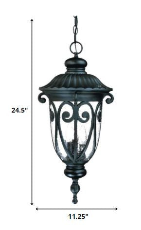 Naples 3-Light Matte Black Hanging Light By Homeroots | Chandeliers | Modishstore - 5
